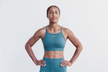 Nobull High-Neck Matte Women's Sports Bras Deep Turquoise | Australia (VL7186)